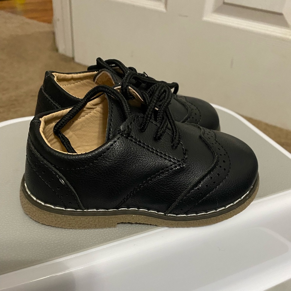Meckior Black Baby/Toddler Boys Dress Shoes
